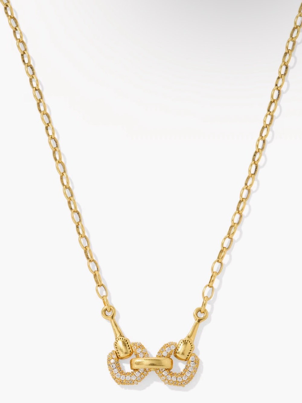 Beau Vintage Gold Pave Short Pendant Necklace in White CZ